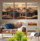 Wood Mountain Wall Art Canvas Print – Framed Boho Abstract