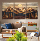 Wood Mountain Landscape Wall Art Canvas Print – Framed