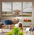 Texas Longhorn Wall Art Canvas Print – Framed Western Cow