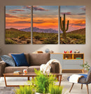 Saguaro Cactus Wall Art Canvas Print – Framed Arizona Sunset