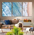 Aerial Ocean View Wall Art Canvas Print – Framed Soft Blue
