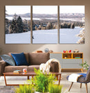 Snowy Mountain Wall Art Canvas Print – Framed Ski Slope