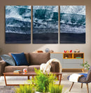 Black Beach Wall Art Canvas Print – Framed Aerial Ocean View