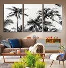 Palm Wall Art Canvas Print – Framed Monochrome Tropical