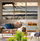 Sunset Surf Wall Art Canvas Print – Framed Golden Hour Waves