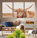 Longhorn Bull Wall Art Canvas Print – Framed Western Cow