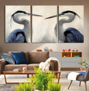 Blue Heron Pair Wall Art Canvas Print – Framed Coastal Bird