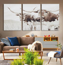 Longhorn Wall Art Canvas Print – Framed Western Cow Rustic