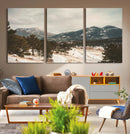 Mountain Landscape Wall Art Canvas Print – Framed Snowy
