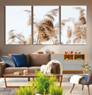 Pampas Grass Wall Art Canvas Print – Framed Neutral Tones