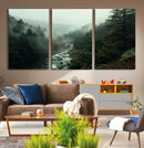 Misty Forest Wall Art Canvas Print – Framed Foggy River