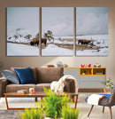 Bison Wildlife Wall Art Canvas Print – Framed Snowy Prairie