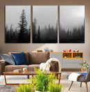 Misty Pines Wall Art Canvas Print – Framed Woodland