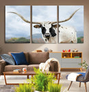 Texas Longhorn Wall Art Canvas Print – Framed Western Rustic