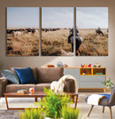Western Wall Art Canvas Print – Framed Cowboy Cattle Drive