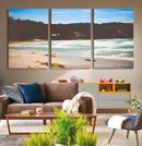 Tranquil Beach Scene Wall Art Canvas Print – Framed Blue