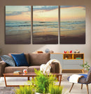 Sunset Seascape Wall Art Canvas Print – Framed Pastel Ocean