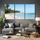 Palm Tree Coast Wall Art Canvas Print – Framed Island Getaway with Crystal Blue Water Scenic Artwork for Home, Office by MyGreatCanvas | Canvas Wall Art Prints | Photo Prints & Wall Decor