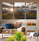 Snowy Peaks Wall Art Canvas Print – Rustic Mountain