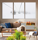 Ski Lift Wall Art Canvas Print – Snowy Alpine Landscape