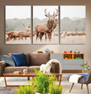 Rustic Nature Wall Art Canvas Print – Stag Woodland Framed