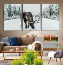 Moose Snow Wall Art Canvas Print – Framed Winter Wildlife by MyGreatCanvas | Canvas Wall Art Prints | Photo Prints & Wall Decor
