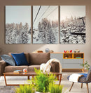 Frosty Pines Wall Art Canvas Print – Framed Cozy Cabin Ski