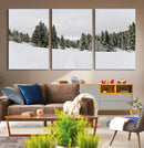 Frosty Pines Wall Art Canvas Print – Framed Silent Snowfall