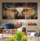Abstract Longhorn Bull Wall Art Canvas Print – Vintage by MyGreatCanvas | Canvas Wall Art Prints | Photo Prints & Wall Decor
