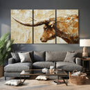 Rustic Longhorn Bull Wall Art Canvas Print – Vintage Western by MyGreatCanvas | Canvas Wall Art Prints | Photo Prints & Wall Decor