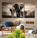 Elephant Family Wall Art Canvas Print, Framed Elephant Wall