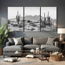 Black White Arizona Desert Canvas Wall Art Cactus Farmhouse