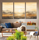 Sepia Color Abstract Mountain Wall Art Canvas Print