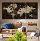 World Map Wall Art Canvas Print – Framed Travel Map Wall Art