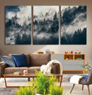 Foggy Pine Forest Wall Art – Framed Black White Nature by MyGreatCanvas | Canvas Wall Art Prints | Photo Prints & Wall Decor