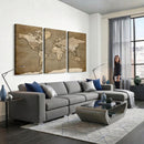 World Map Wall Art Canvas Print, Framed Map Art Picture