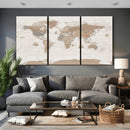 Framed Large World Map Canvas Print for Office Decor by MyGreatCanvas | Canvas Wall Art Prints | Photo Prints & Wall Decor