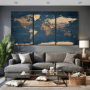 Navy Blue World Map Canvas Print – Framed Travel Map Wall by MyGreatCanvas | Canvas Wall Art Prints | Photo Prints & Wall Decor