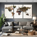 Watercolor World Map Print - Large Wall Art Canvas Print for