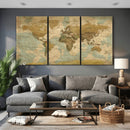 Vintage World Map Wall Art Canvas Print, Detailed World Map