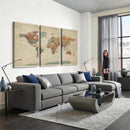 Vintage World Map Canvas Wall Art Print – Framed Modern