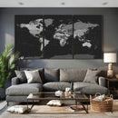 Black World Map Wall Art Canvas Print – Detailed Map of the by MyGreatCanvas | Canvas Wall Art Prints | Photo Prints & Wall Decor