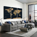 Vintage World Map Canvas on the Dark Background Wall Art