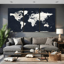 Black World Map Wall Art Canvas Print for Home Office and by MyGreatCanvas | Canvas Wall Art Prints | Photo Prints & Wall Decor