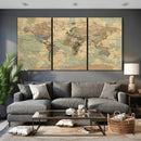 Vintage World Map Wall Art | Ready to Hang and Framed