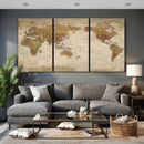 Vintage Detailed World Map Wall Art Canvas Print – Antique