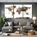 Watercolor World Map Canvas Print – Detailed Map of the