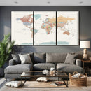 Pastel Colors World Map Wall Art Canvas Print by MyGreatCanvas | Canvas Wall Art Prints | Photo Prints & Wall Decor
