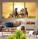 Wild Horses Wall Art Canvas Print – Framed Galloping Herd