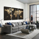 Framed World Map with Pin Canvas Print – Detailed World Map